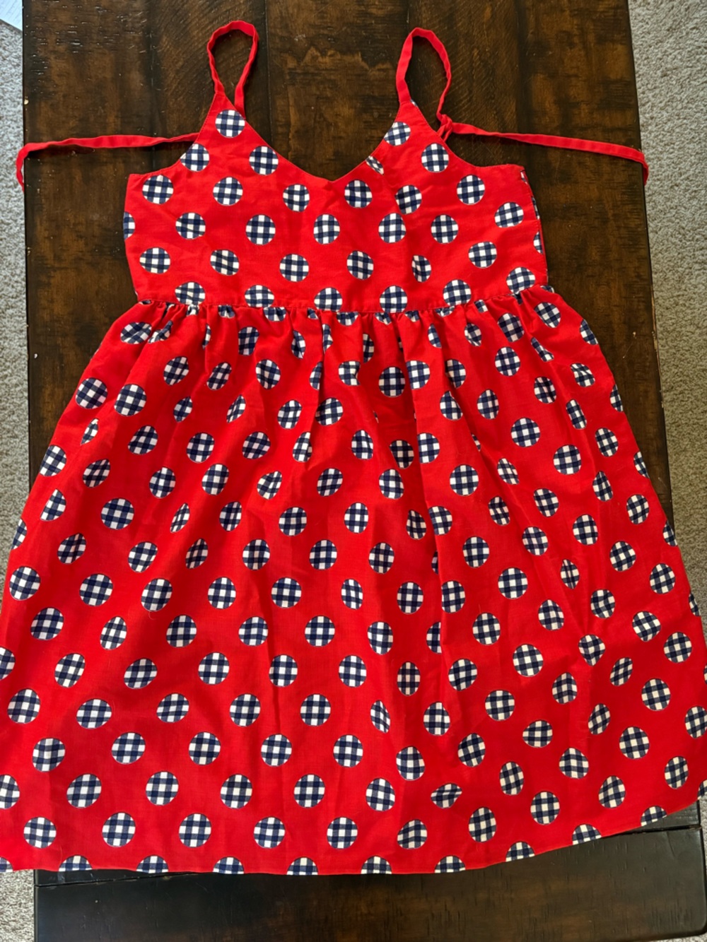 Handmade Cotton Gingham Print Picnic Dress in Size Small